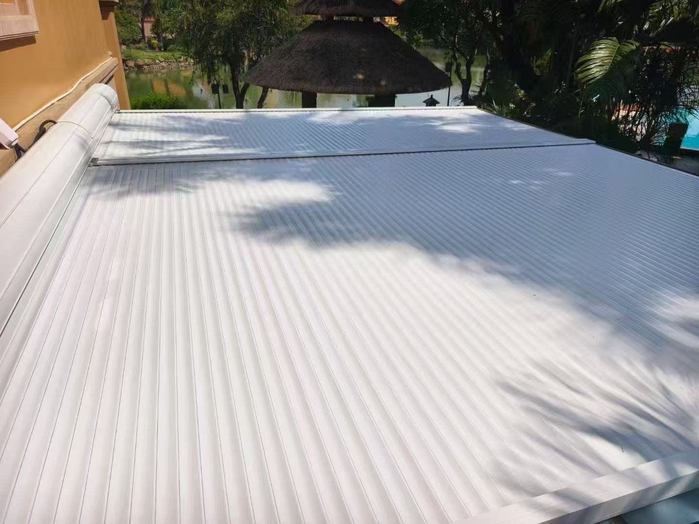 电动铝合金天幕卷帘阳光房遮阳隔热玻璃房